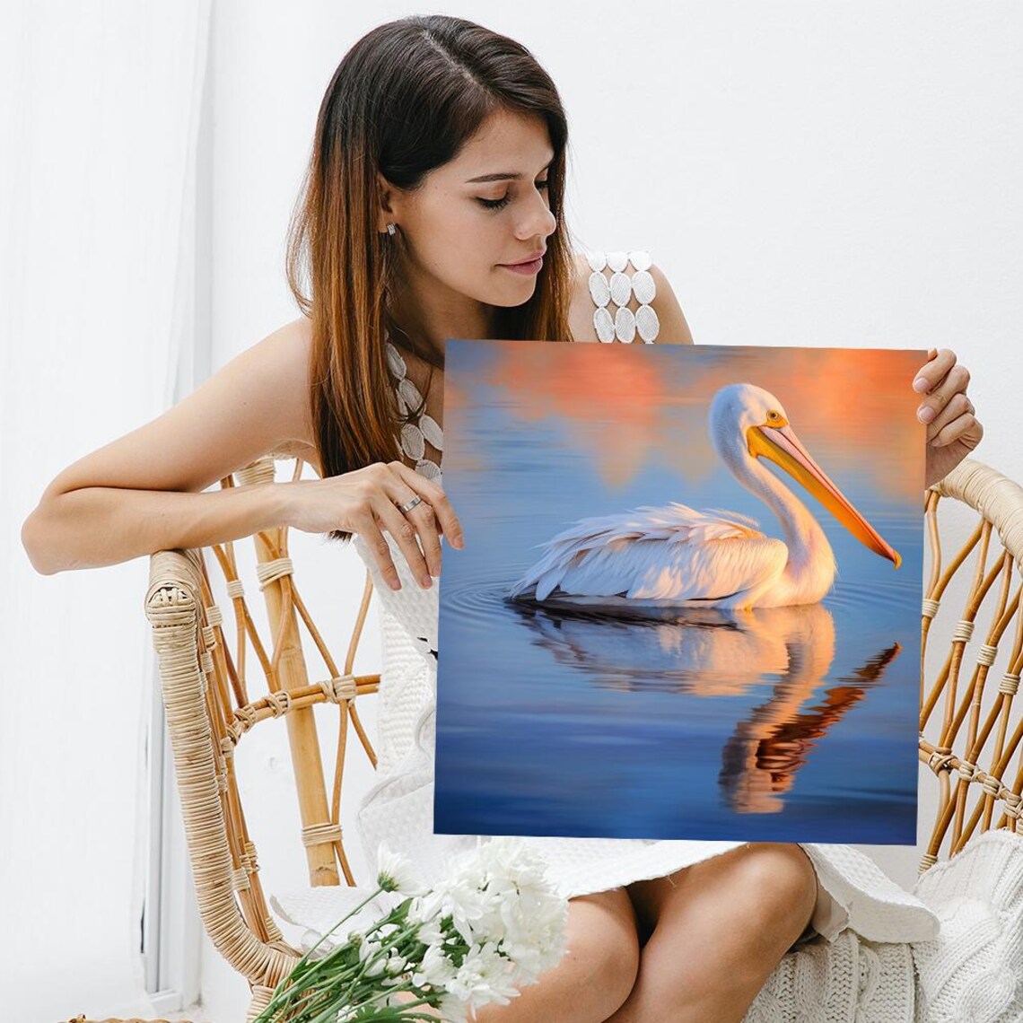 Pelican Reflection Minimalist Art Print, Coastal Decor - Image 3