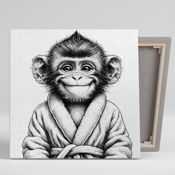 Monkey in Bathrobe Bathroom Wall Decor Poster