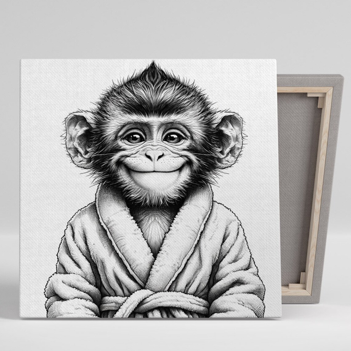 Monkey in Bathrobe Bathroom Wall Decor Poster
