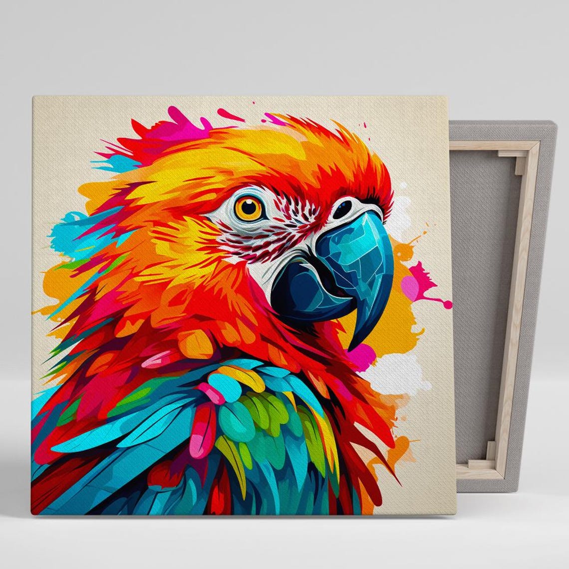 Rainbow Macaw Parrot Splash Pop Art Colorful Tropical Bird Poster