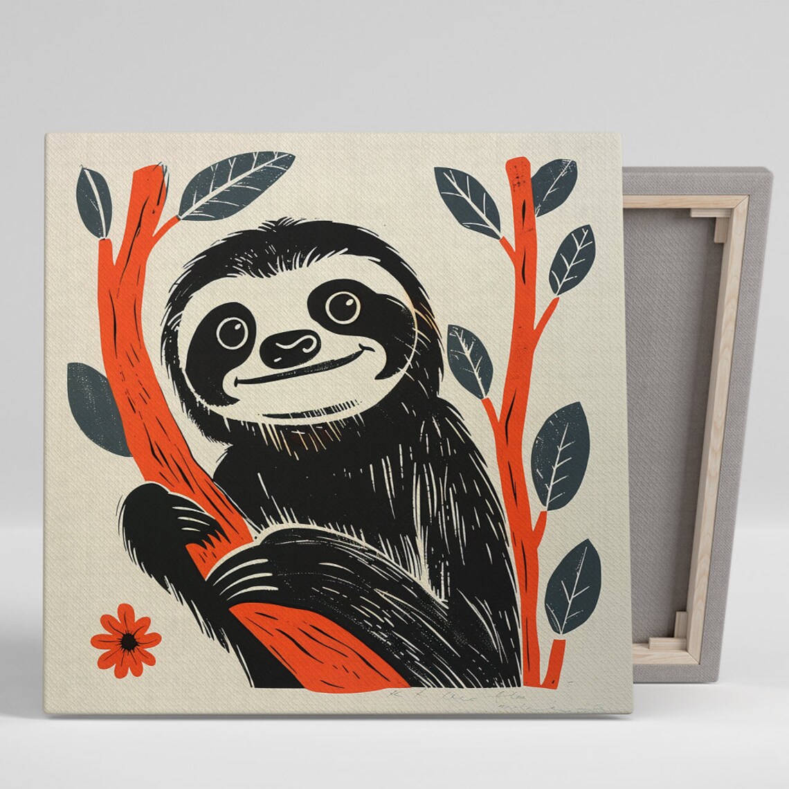 Smiling Sloth Serenity Art Print, Whimsical Decor