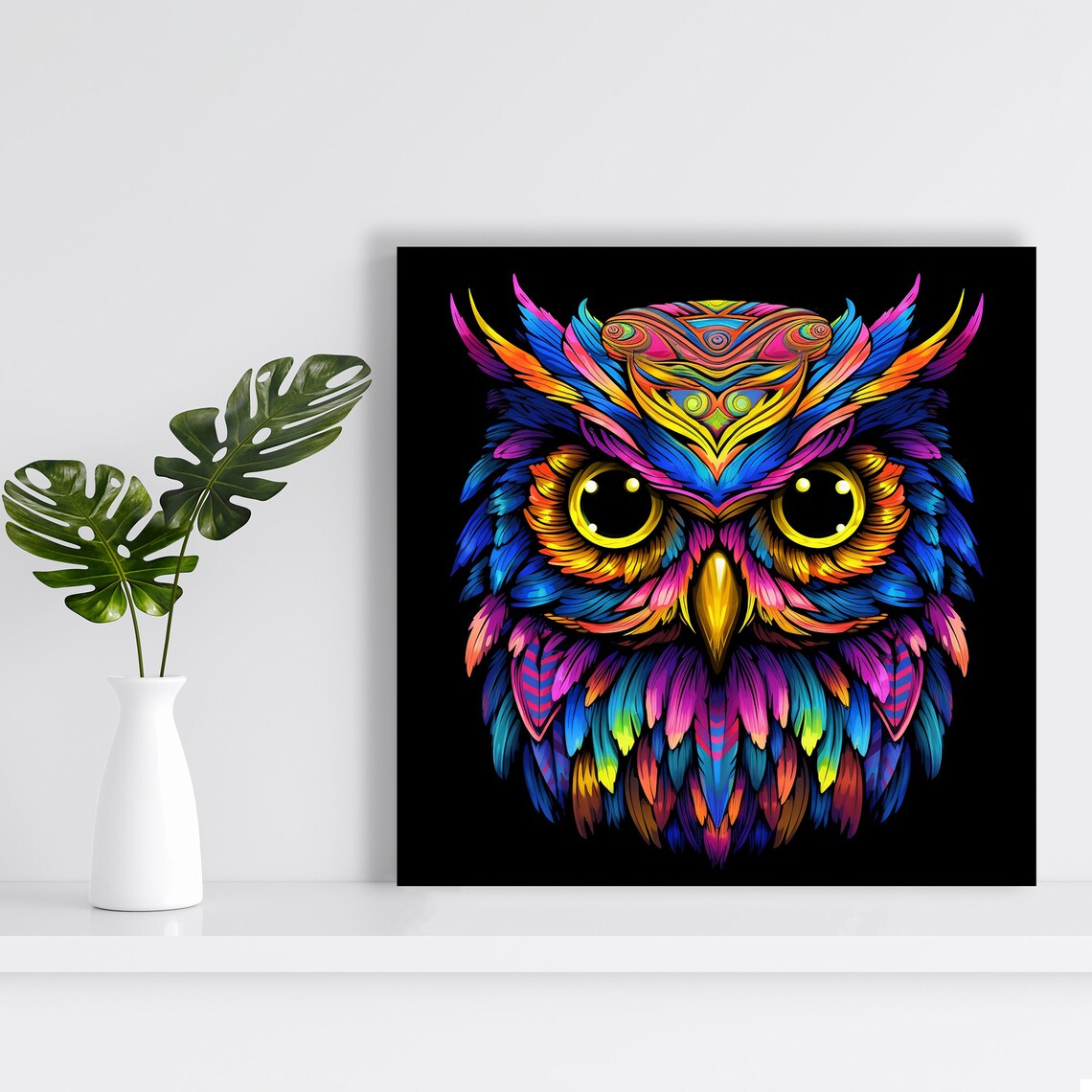 Psychedelic Owl Vision, Bohemian Wall Art Print - Image 2