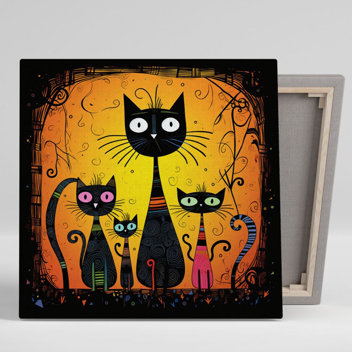 Abstract Cats, Modern Contemporary Animal Art Print