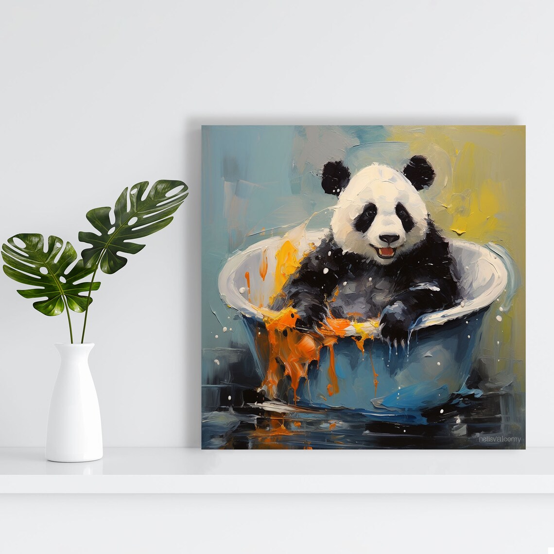 Panda In Bathroom, Animal Bathroom Wall Art Print - Image 2