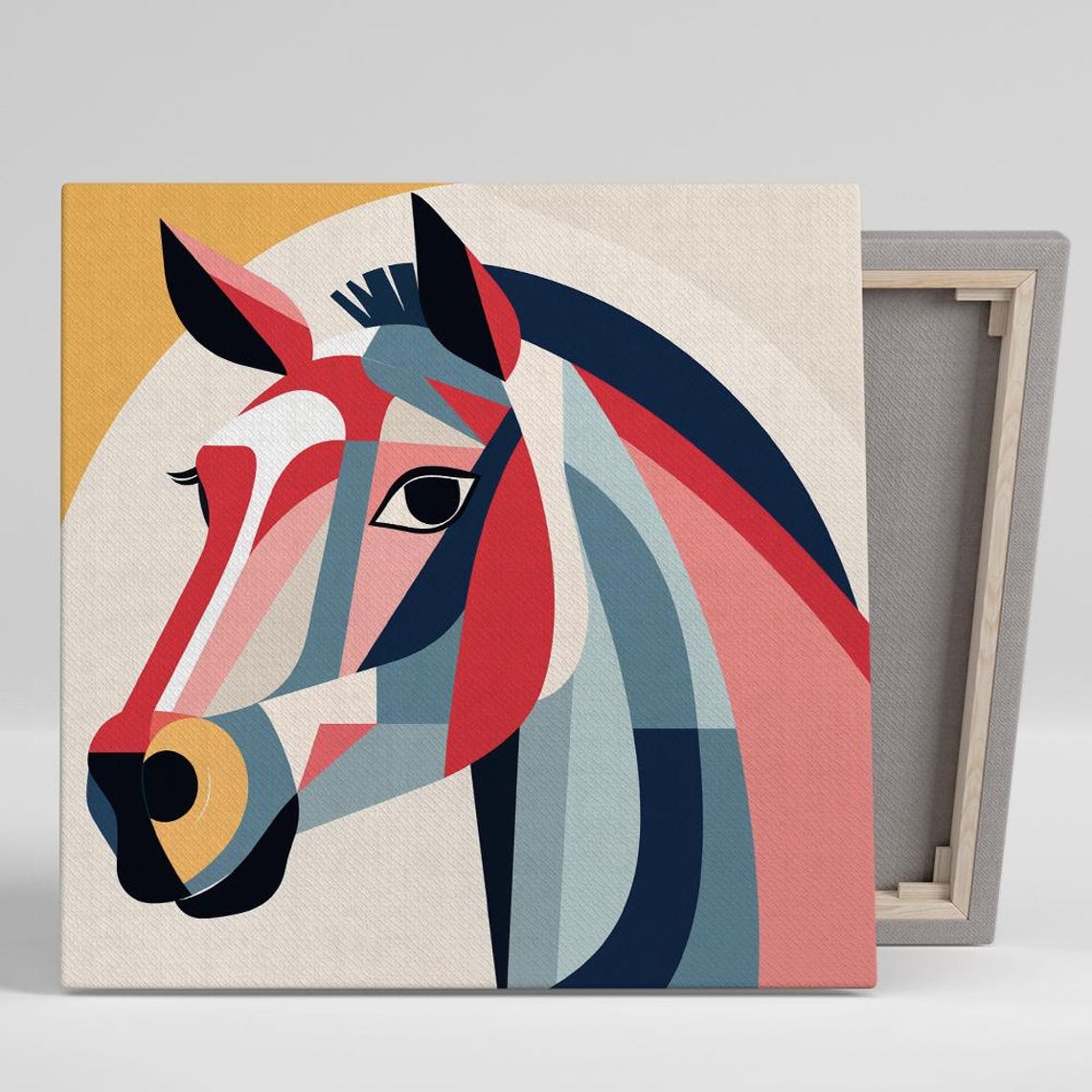 Geometric Horse Portrait Cubist Abstract Multicolor Equine Art Poster