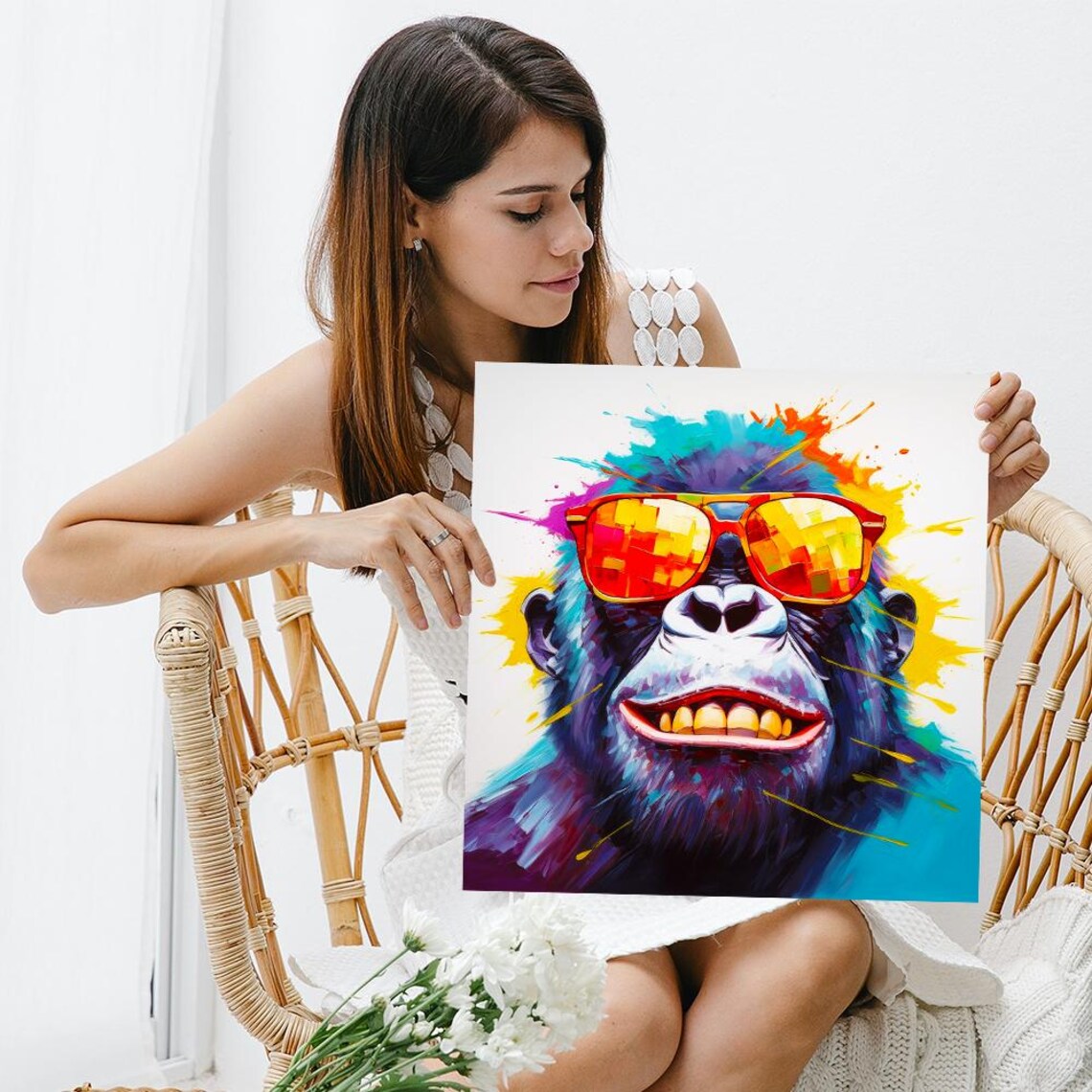 Cool Gorilla Wearing Sunglasses Colorful Paint Splash Pop Art Animal Poster - Image 3