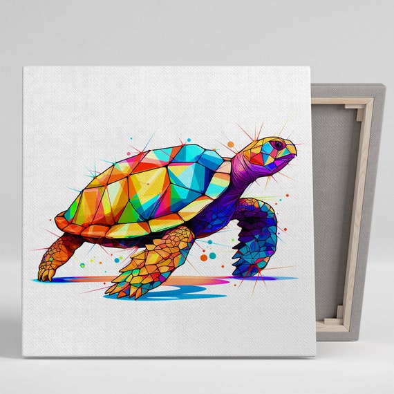 Geometric Sea Turtle Art Or Poster Abstract Contemporary Decor Living Room Bedroom Office Childrens Room Wall Art Turtle Decor