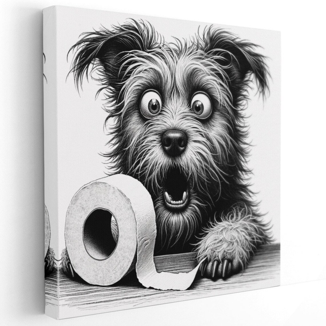 Dog With Toilet Paper, Funny Bathroom Art Print - Image 2