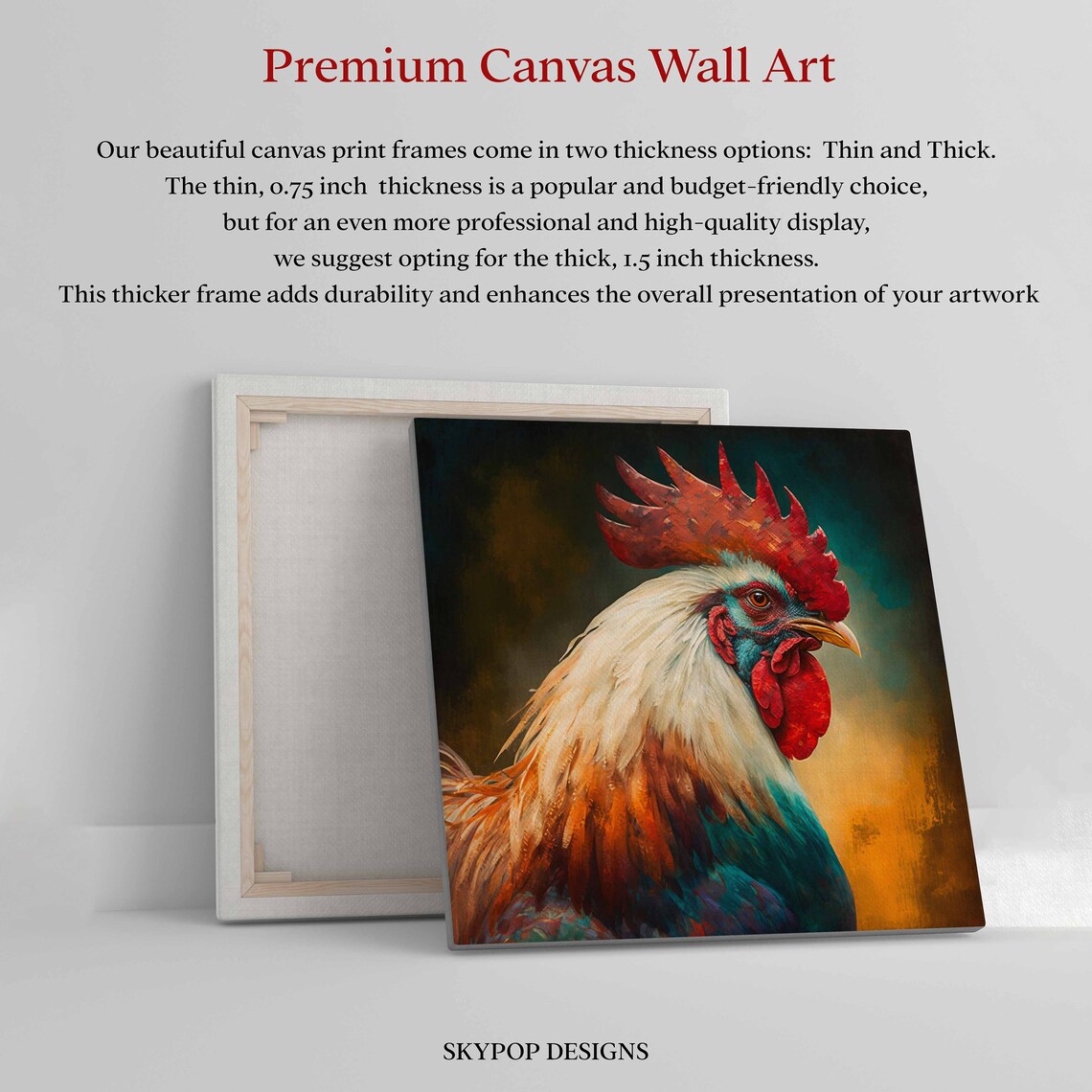 Rooster Rustic Wall Art Print, Farmhouse Decor - Image 3