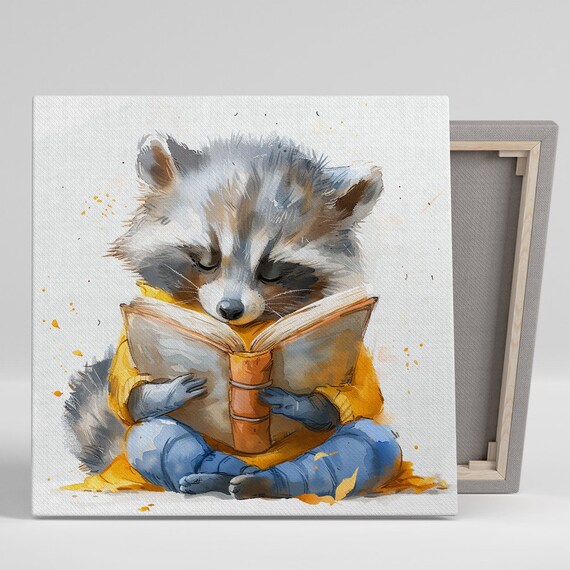 Raccoon Whimsical Animal Art Print, Children's Room