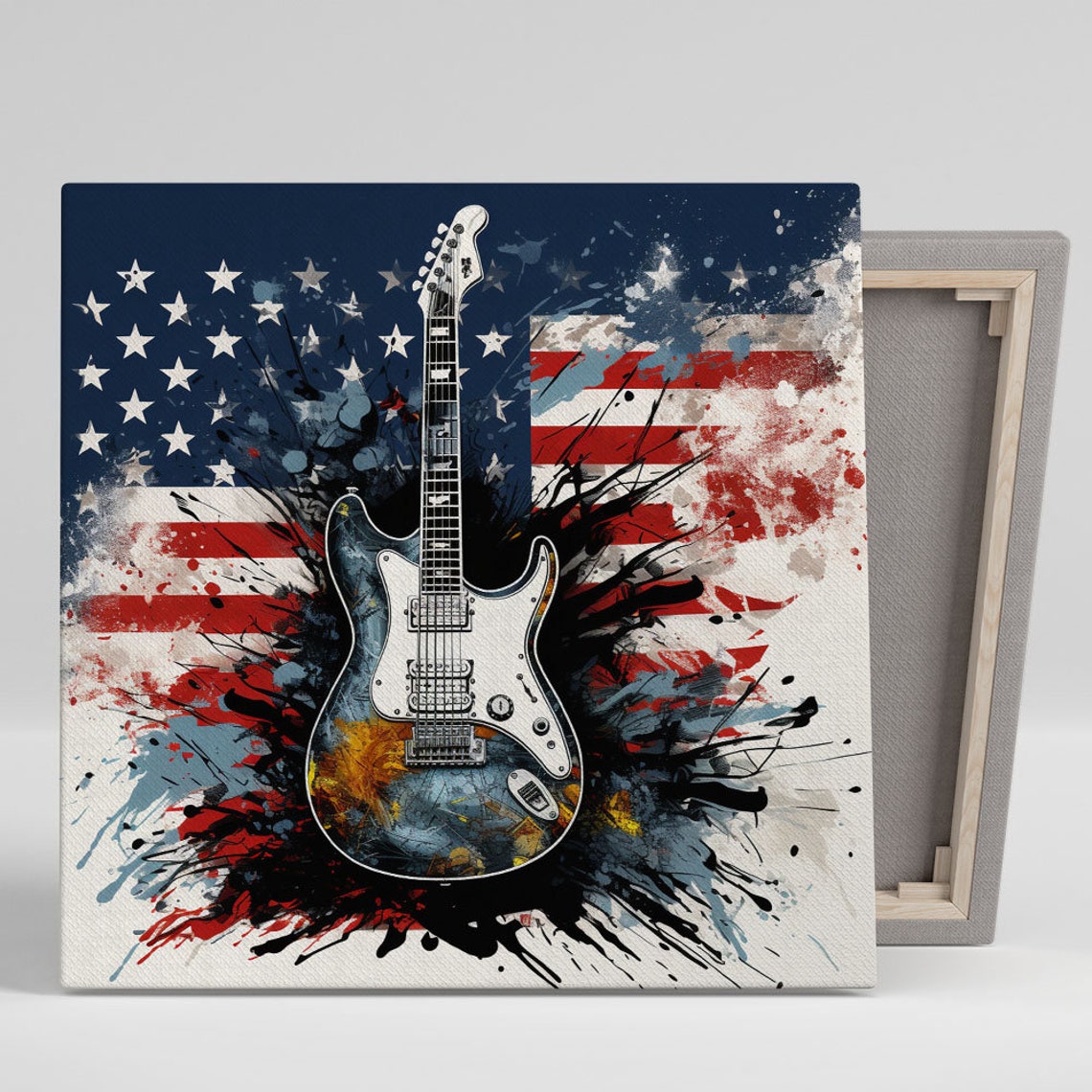Electric Guitar American Flag Patriotic Rock Music Wall Poster