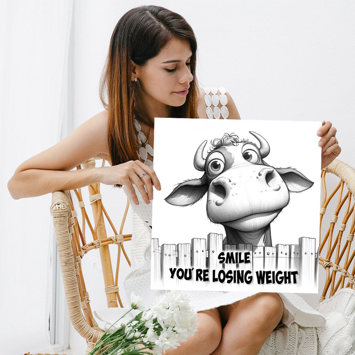 Cow Bathroom Humor Poster Print, Modern Farm Decor - Image 3