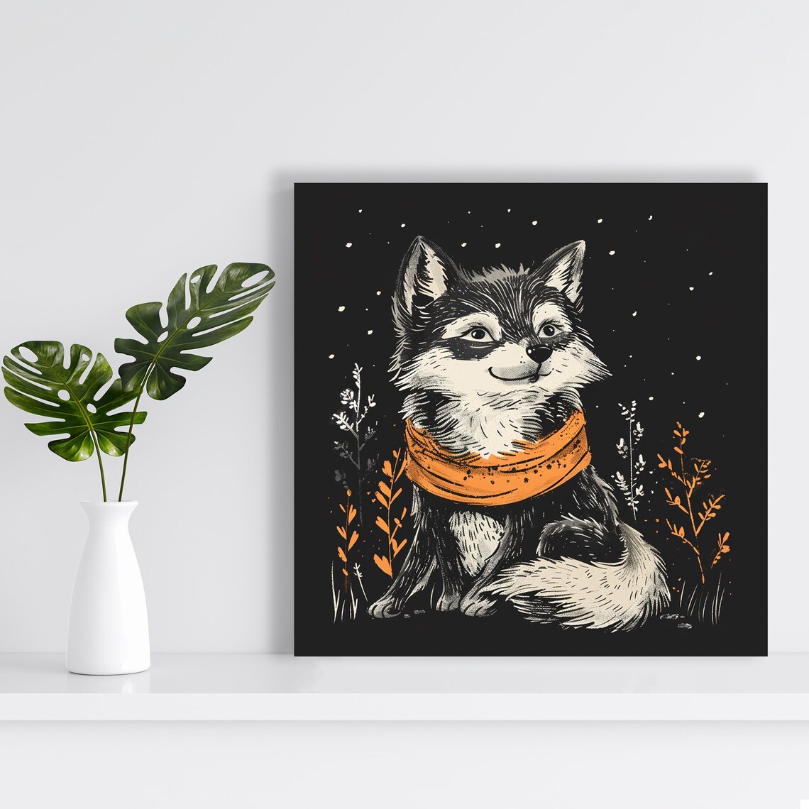 Fox Orange Scarf Starry Autumn Night Whimsical Woodland Poster - Image 2