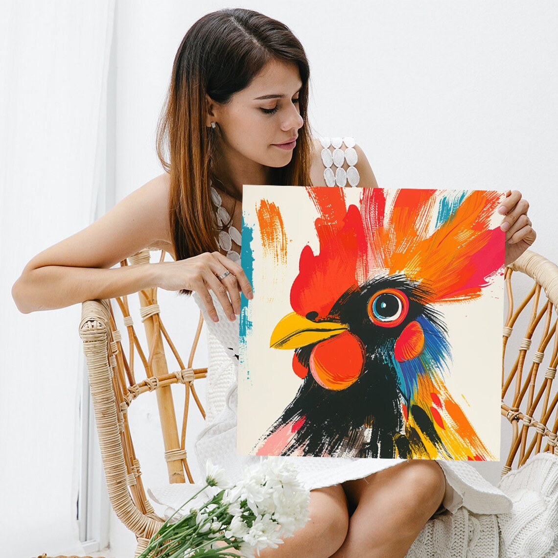 Vibrant Rooster Pop Art Print, Contemporary Decor - Image 3