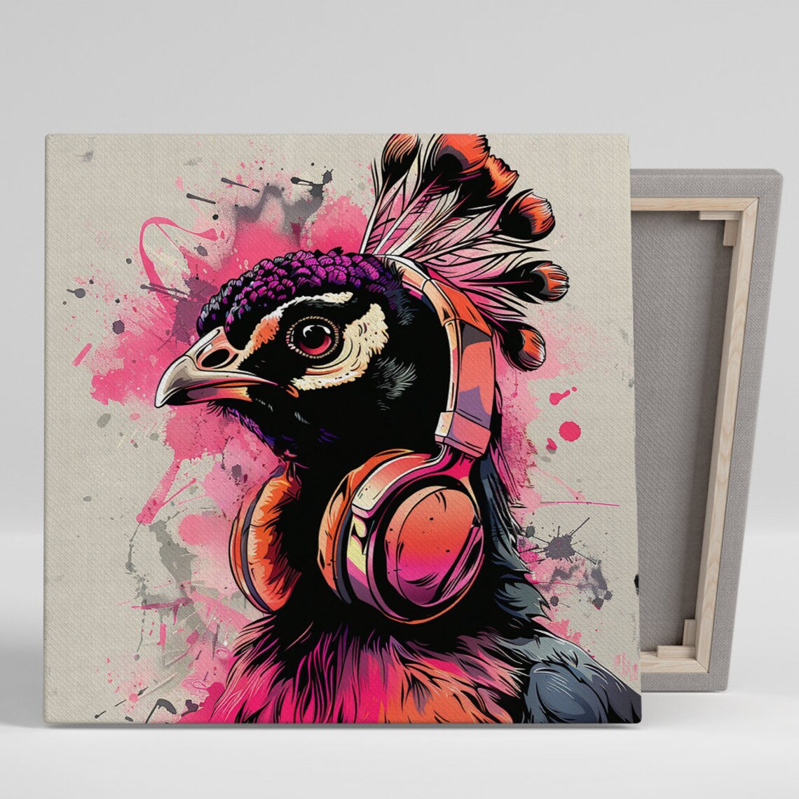 Funky Rooster Beats Art Or Poster Pop Art Street Art Decor Living Room Bedroom Home Office Game Room Wall Art Pink Purple Orange