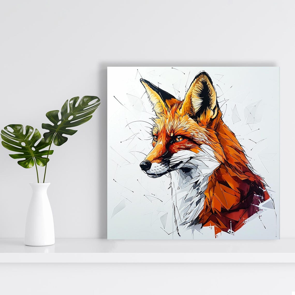Geometric Red Fox Portrait Angular Abstract Rustic Orange Art Poster - Image 2