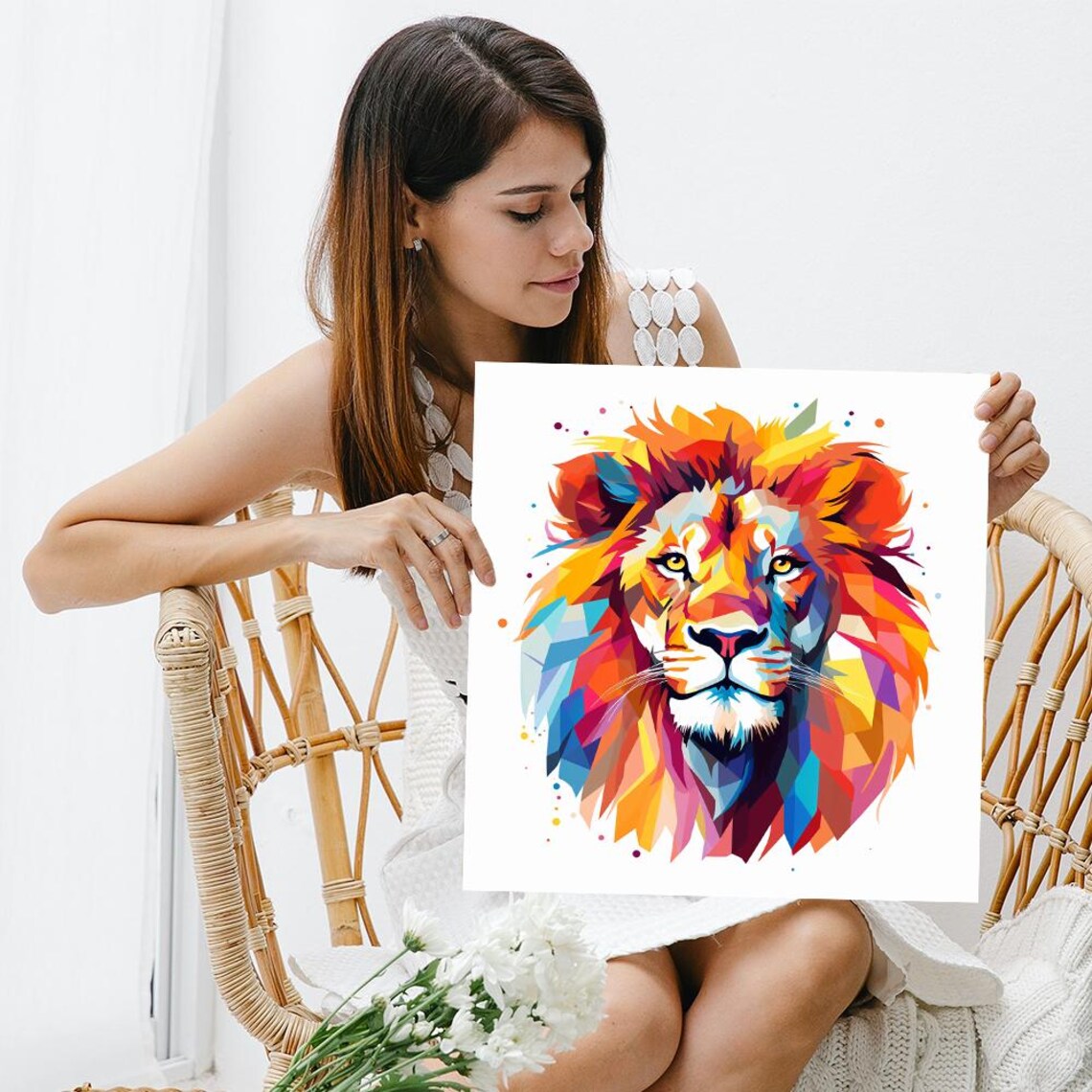 Lion Majesty Pop Art Wall Art Print, Bohemian Decor - Image 3