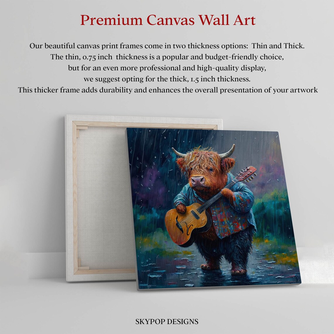 Highland Cow With Guitar, Scottish Music Art Poster - Image 2