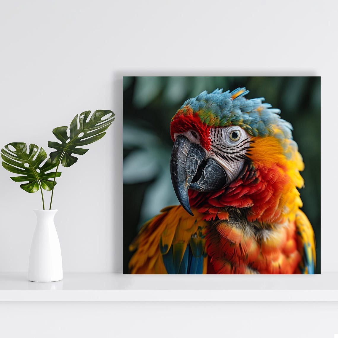 Scarlet Macaw Close Up Photorealistic Portrait Tropical Bird Poster - Image 2
