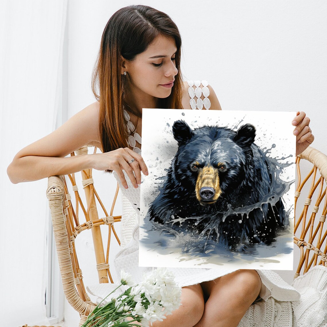 Bear Wildlife Art Print, Rustic Living Room Decor - Image 3