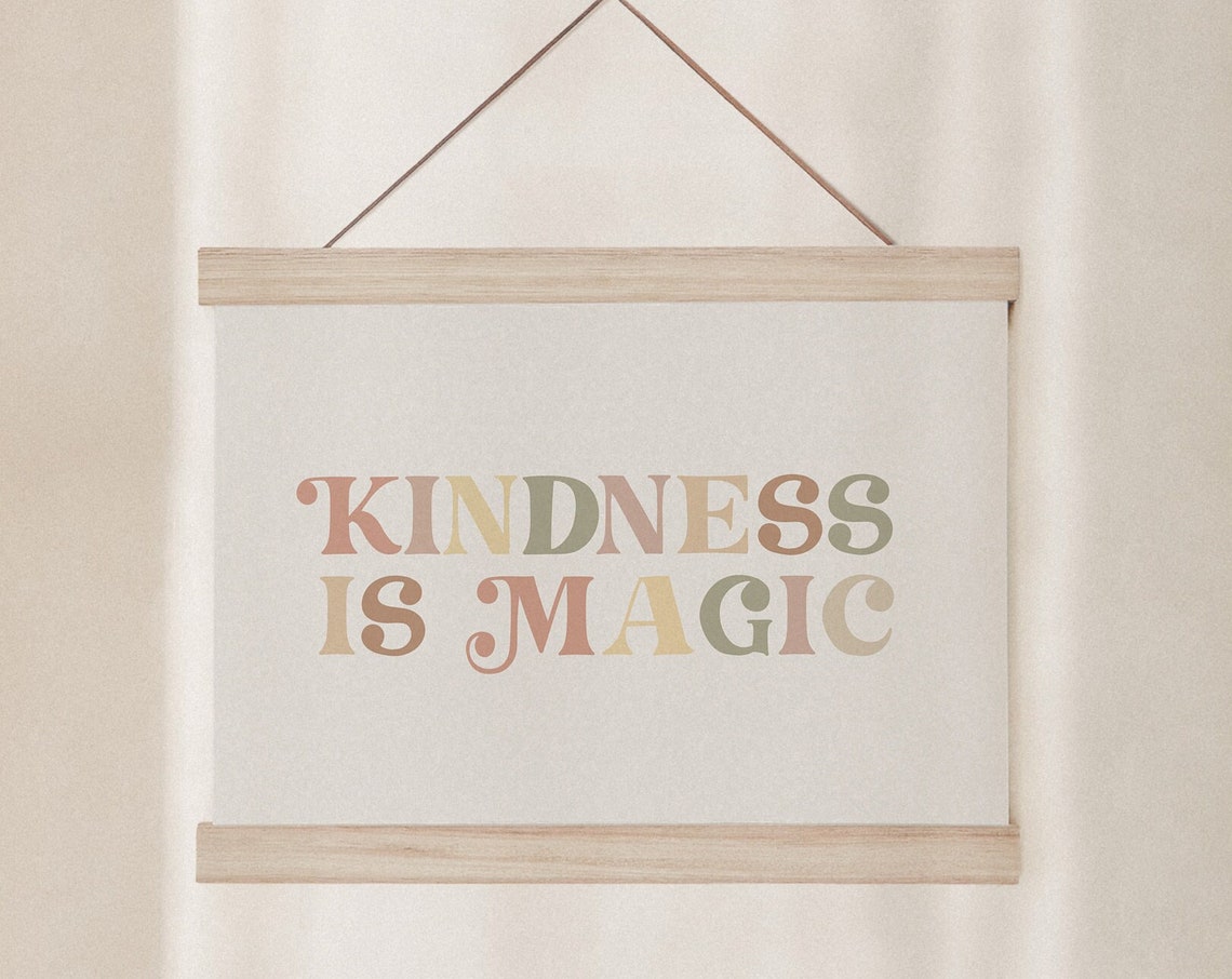 Kindness Is Magic Retro Pastel Rainbow Lettering Quote Poster