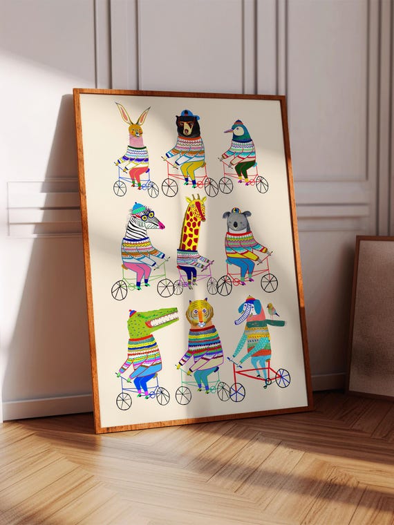 Cool Bikers Art Print, Kids Nursery Decor