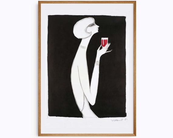 Rouge 1977 By Bernard Villemot Vintage Campari Ad Mid Century Modern Woman Poster Classic Collectible Advertisement Art Prints