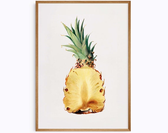 Pineapple Wall Art Kitchen Decor Fruit Illustration Poster Retro Food Art Print Eclectic Kitchen Art Banana