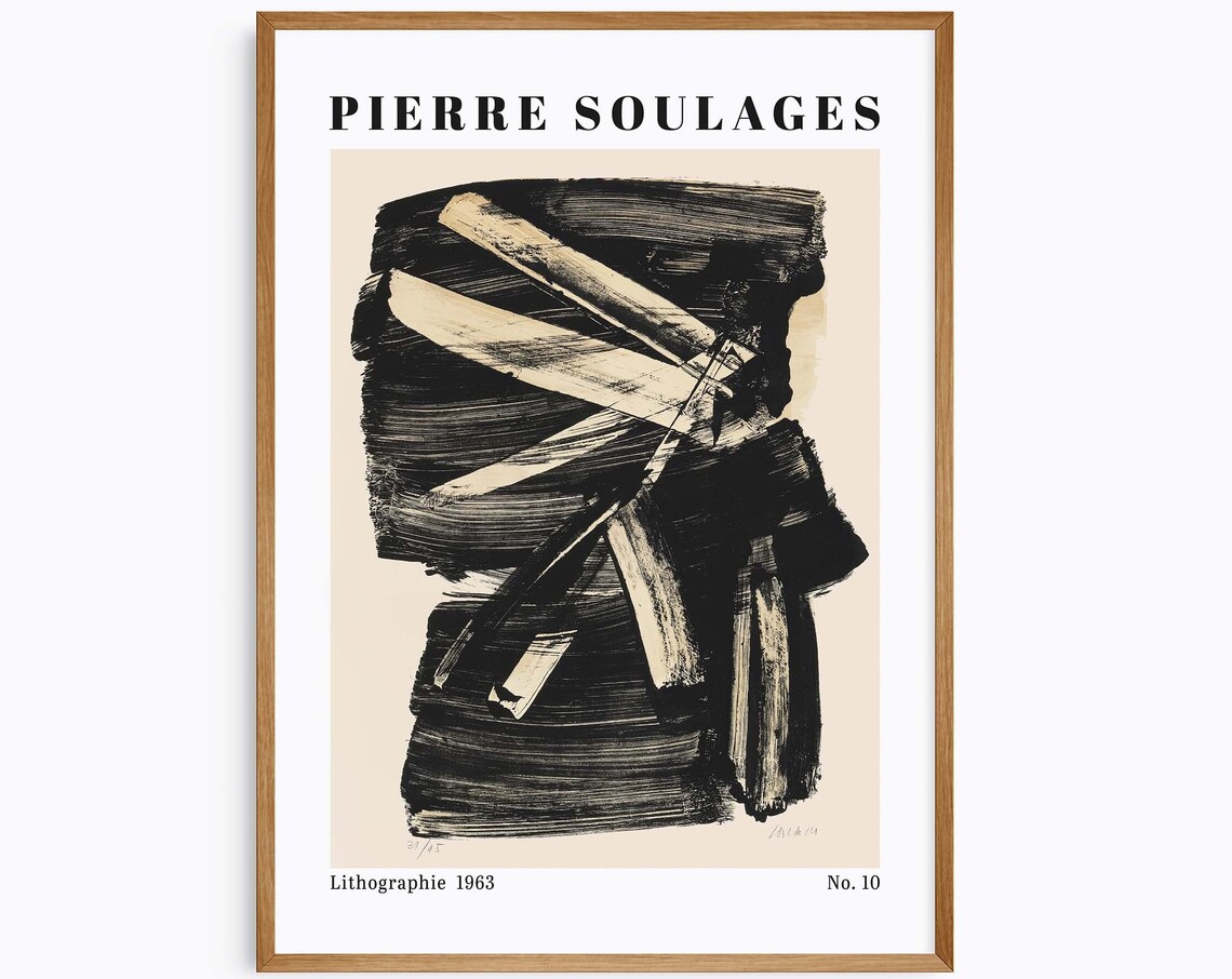 Pierre Soulages Lithographie 1963 Number 10 Abstract Art Poster