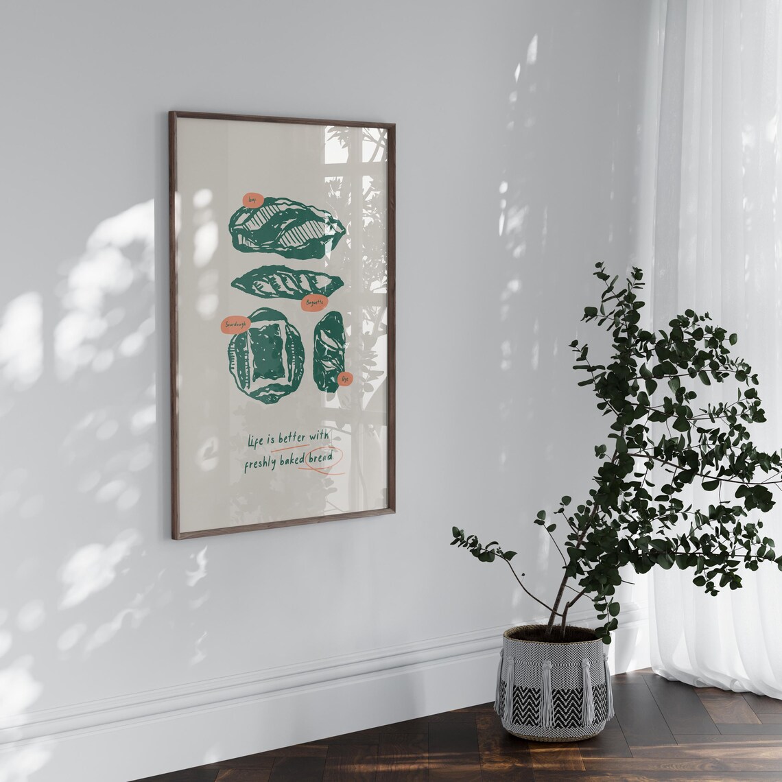 Bread Bakery, Minimal Kitchen Decor Poster Print - Image 2