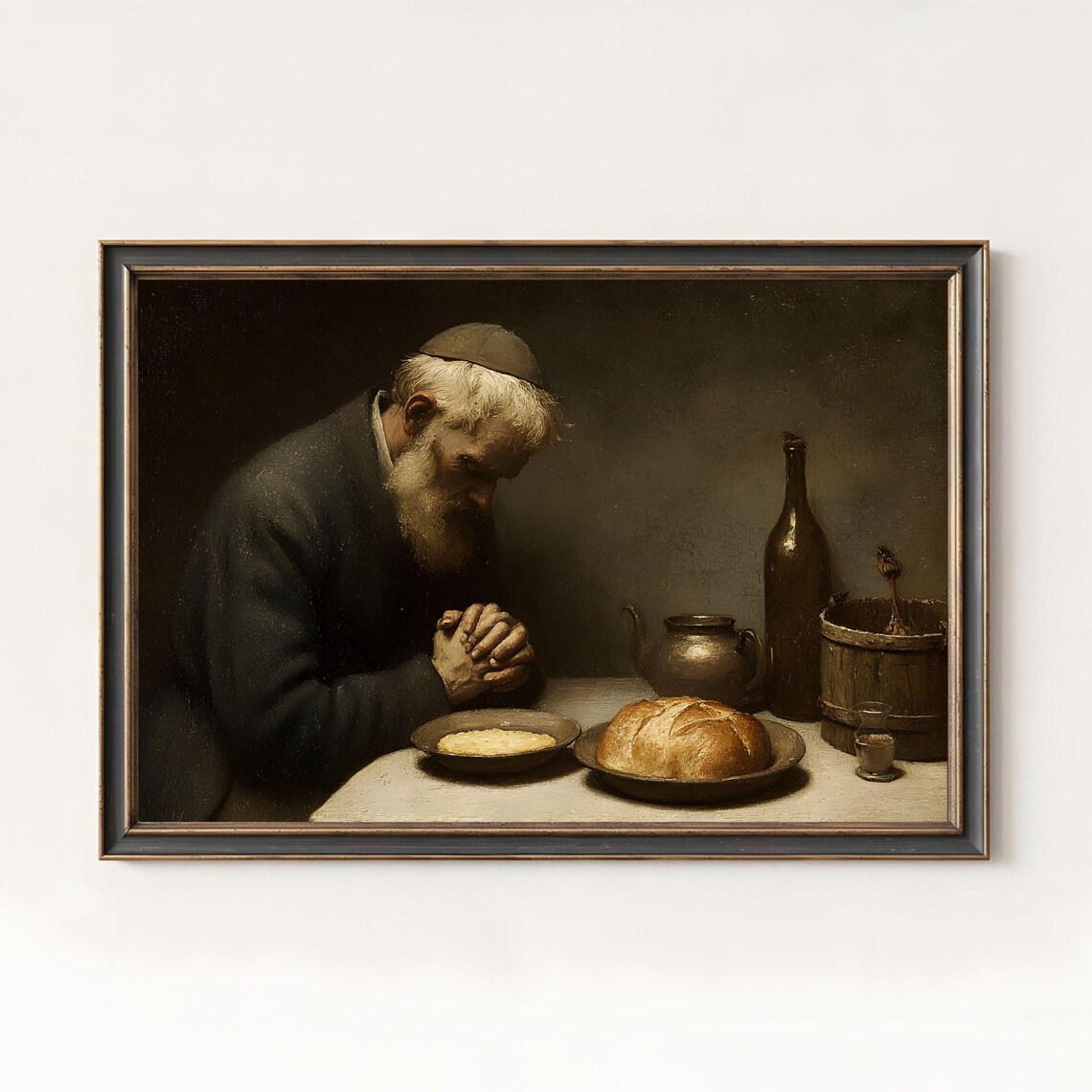 Prayer, Rembrandt Style Vintage Oil Painting