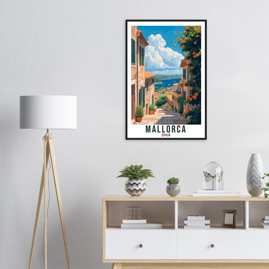 Mallorca Spain Flowering Old Town Alley Seaside Travel Poster - Image 4