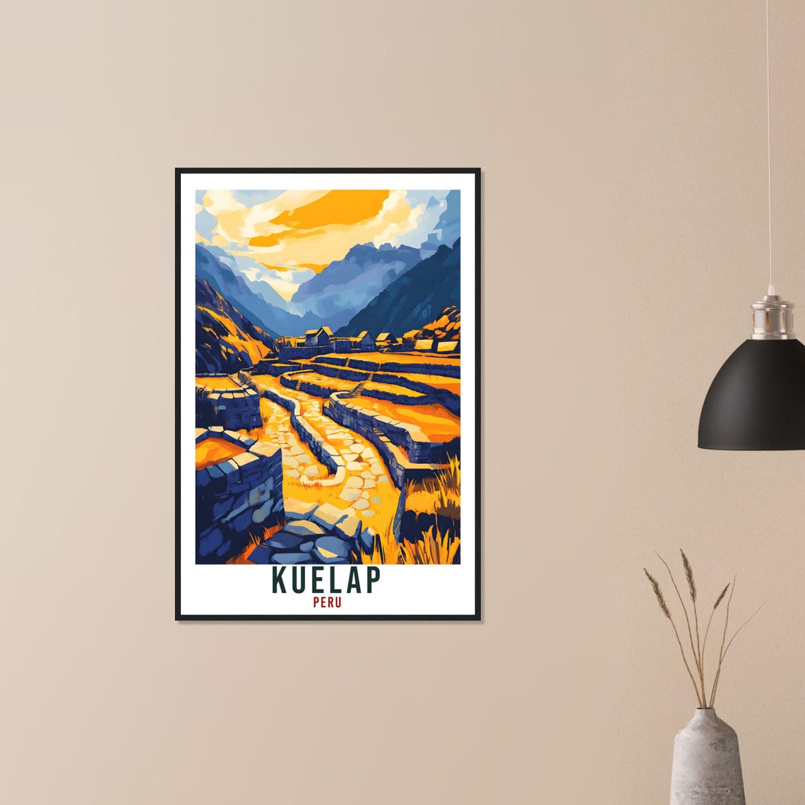 Kuelap Peru Ancient Fortress Vintage Travel Illustration Poster - Image 3