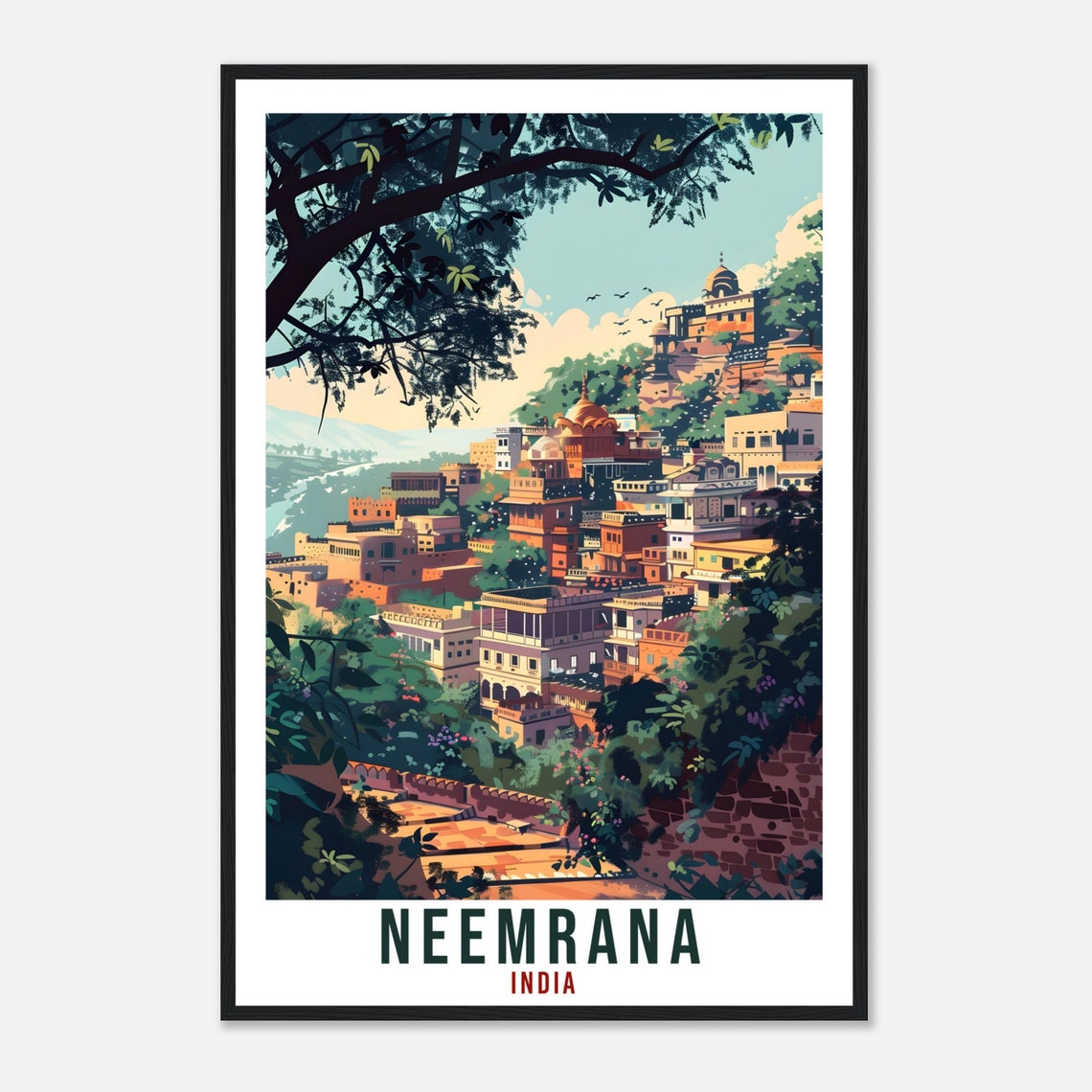 Neemrana India Hilltop Fort Palace Heritage View Travel Poster - Image 4