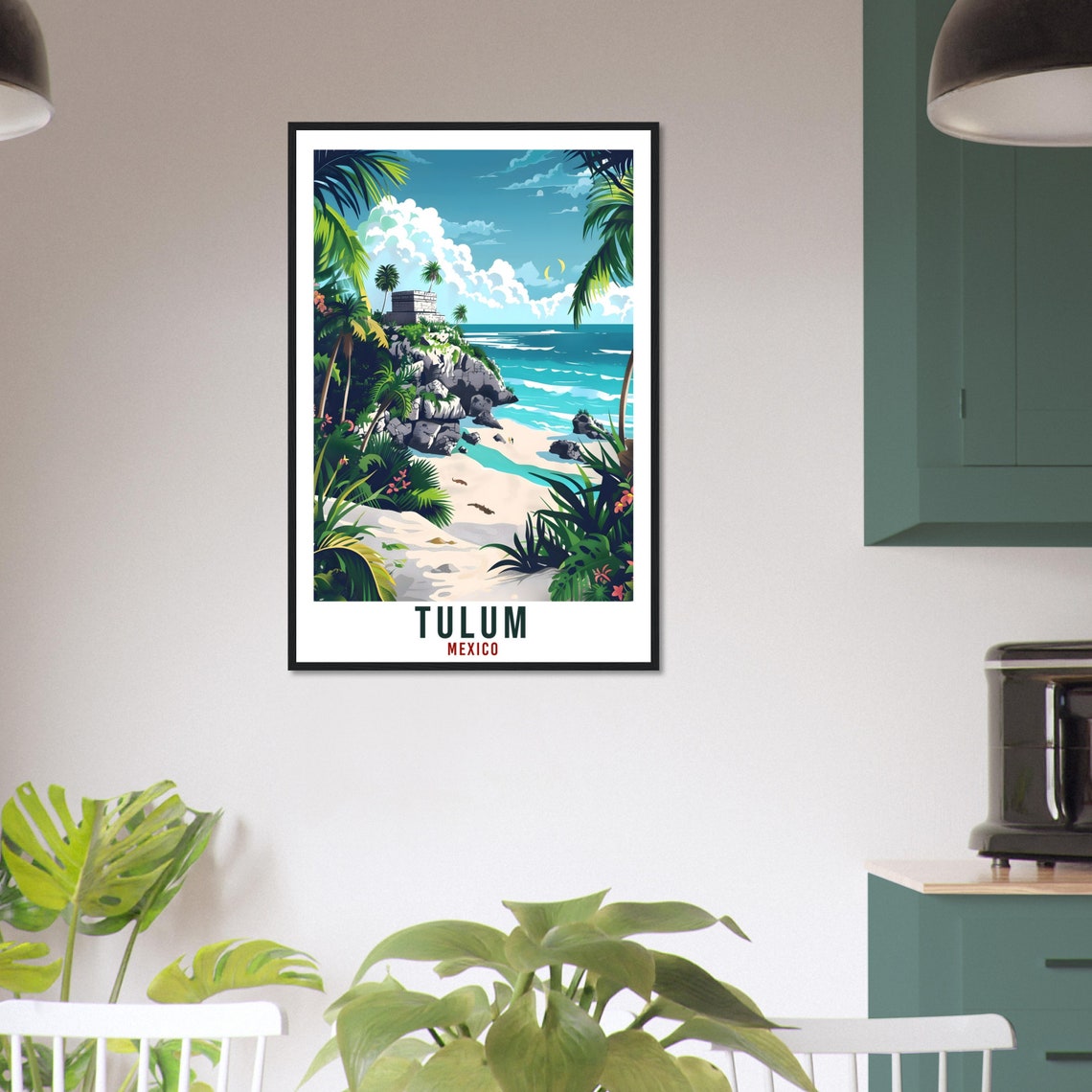 Tulum Mexico Mayan Ruins Cliffside Retro Yucatan Travel Poster - Image 3