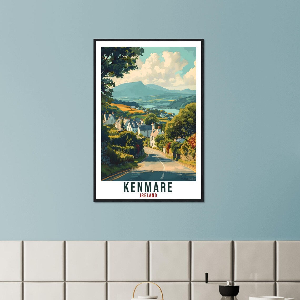 Kenmare Ireland Travel Poster Village Road Mountain Valley Artwork - Image 2