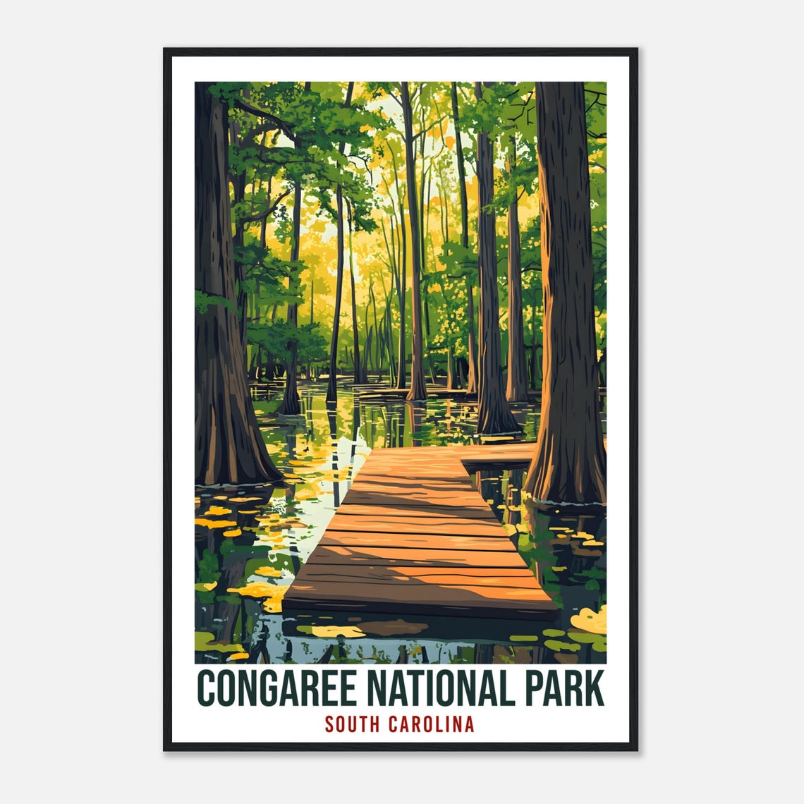 Congaree National Park South Carolina Usa Travel Print Wall Art Wall Hanging Home Dcor Congaree Gift Travel Art Usa Artwork Travel Poster - Image 4