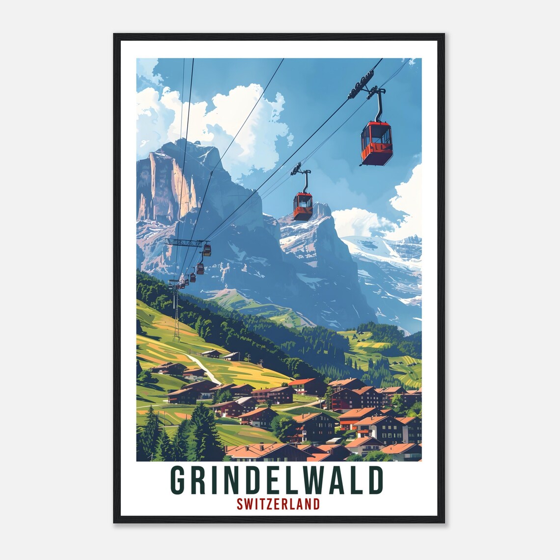 Grindelwald Swiss Travel Poster, Europe Wall Art - Image 4