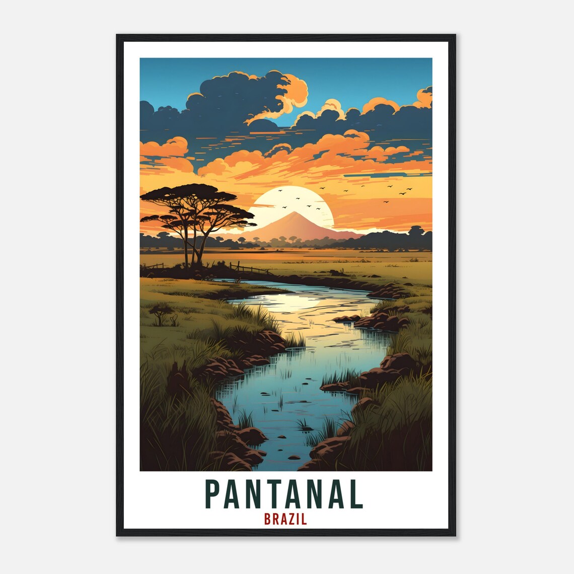 Pantanal Travel Poster, Brazil Landscape Art - Image 4