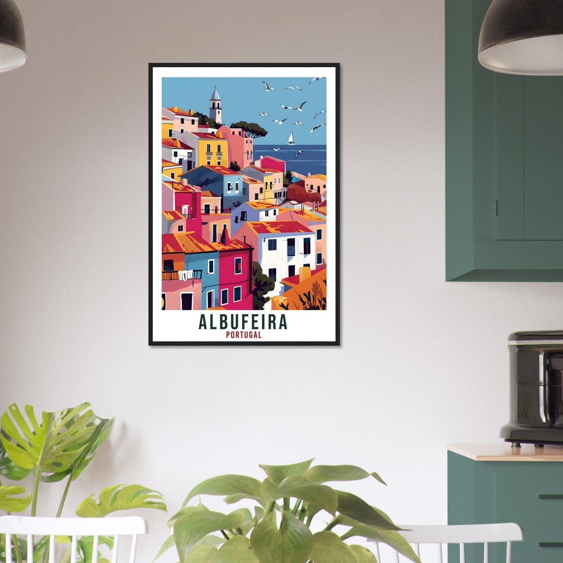 Albufeira Travel Print Portugal Wall Art Wall Hanging Home Dcor Albufeira Gift Portugal Landmark Artwork Portugal Albufeira Travel Poster - Image 3