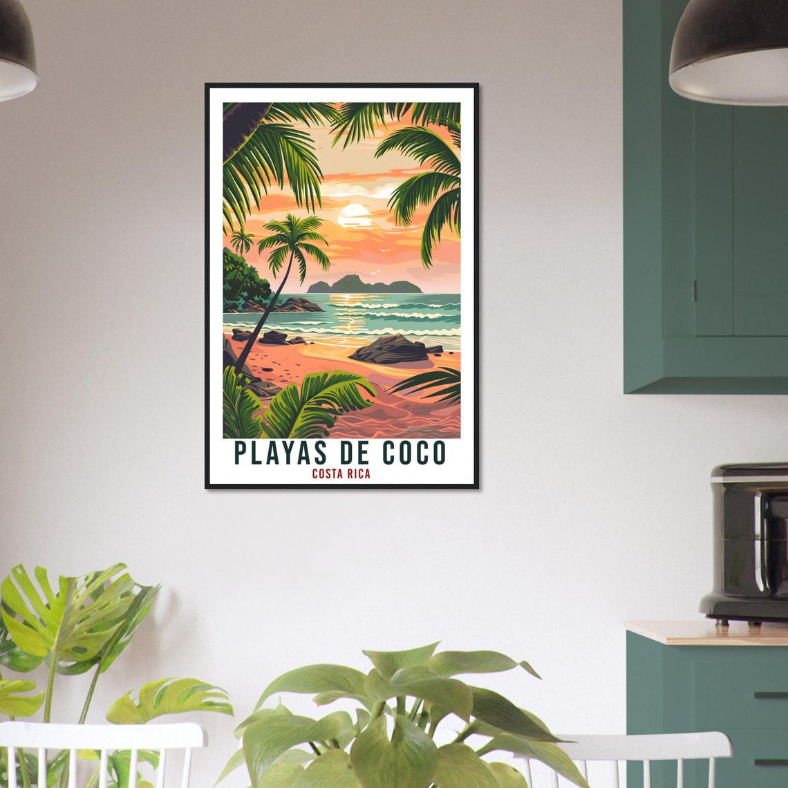 Playas de Coco Costa Rica Beach Sunset Vintage Travel Poster Decor - Image 3