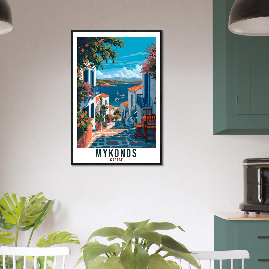 Mykonos Greece Cobblestone Alley Coastal Aegean Village Travel Poster - Image 3