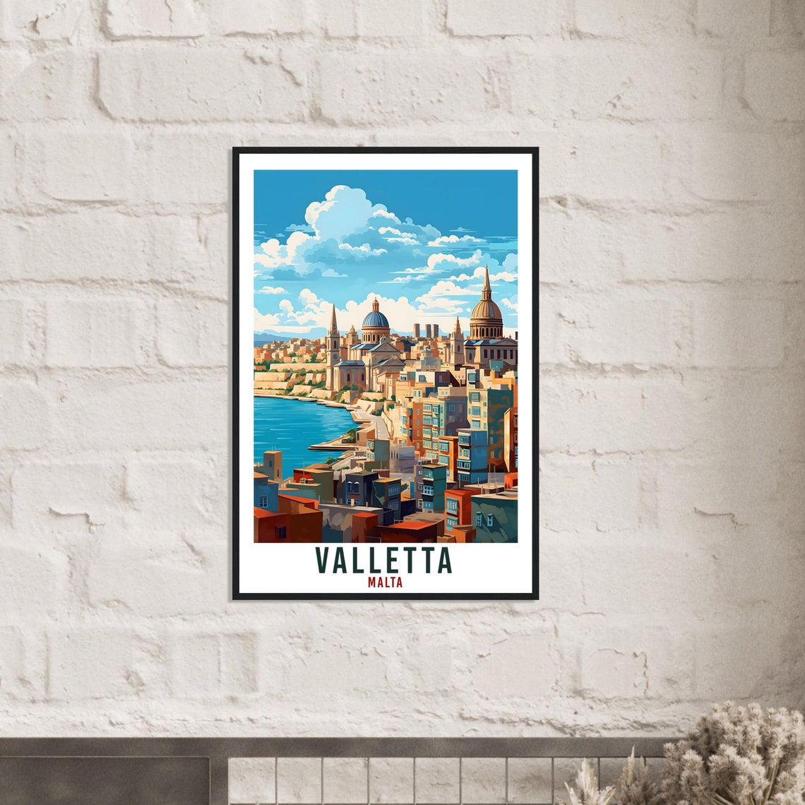 Valletta Malta Historic Harbor Skyline Vintage Travel Poster - Image 2