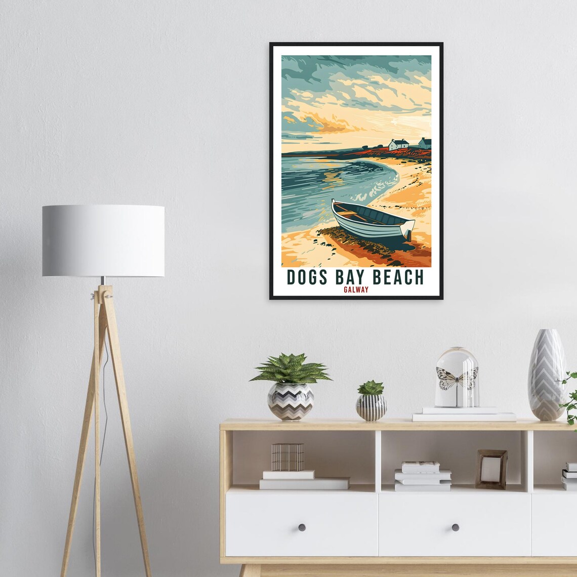 Dogs Bay Beach Galway Rowboat Sunset Ireland Coastal Travel Poster - Image 2