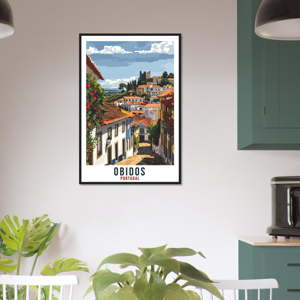 Obidos Travel Print Portugal Wall Art Wall Hanging Home Dcor Obidos Gift Portugal Landmark Artwork Gift Portugal Holiday Travel Poster - Image 3