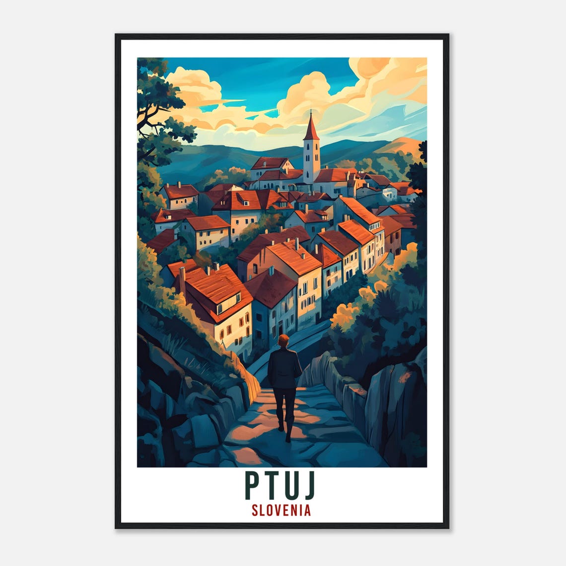 Ptuj Slovenia Old Hilltop Town Stone Path Vintage Travel Poster - Image 4