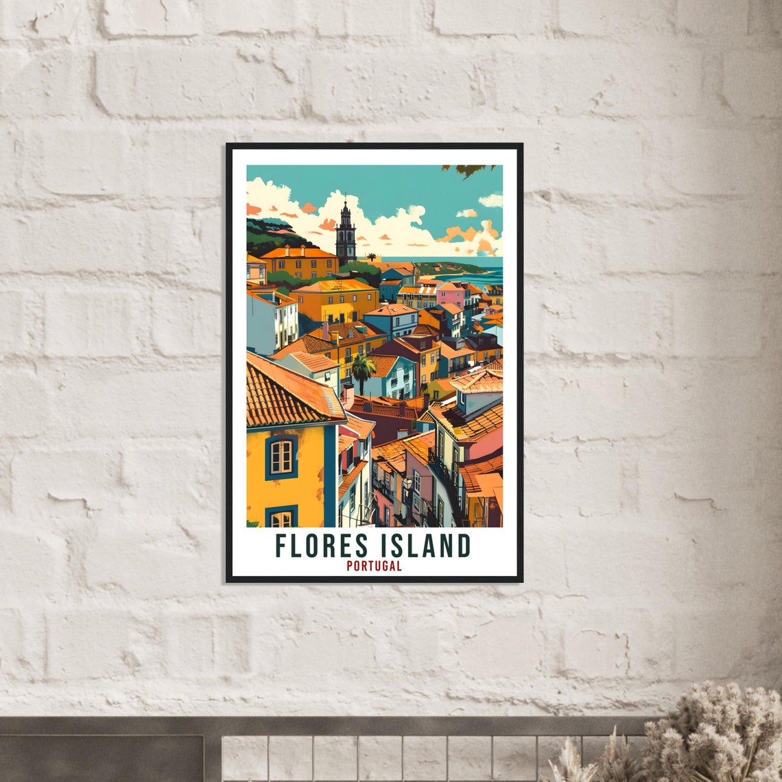 Flores Island Travel Print Portugal Wall Art Wall Hanging Home Dcor Flores Island Gift Portugal Artwork Gift Portugal Holiday Travel Poster - Image 2
