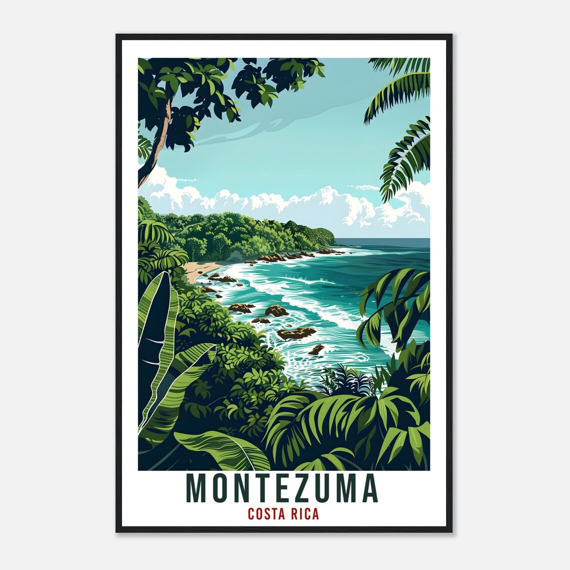 Montezuma Costa Rica Jungle Coast Turquoise Surf Travel Poster - Image 4