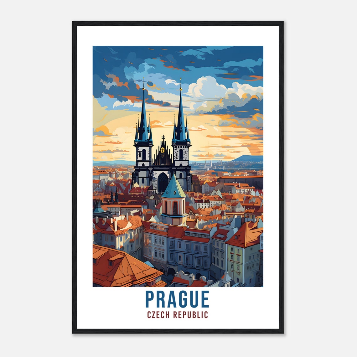 Prague Bridge Vintage Travel Poster - Image 4