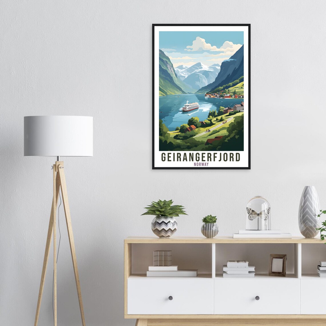 Geirangerfjord Norway Travel Poster, Fjords View - Image 3